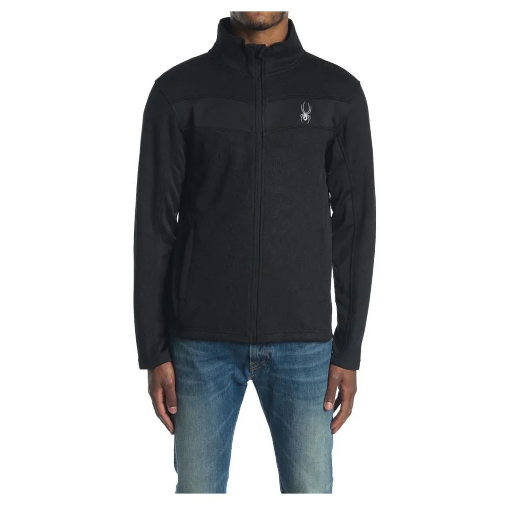 Spyder Mens Black Racer Full Zip Long Sleeve Knit Jacket Sz L NWT - Picture 4 of 11